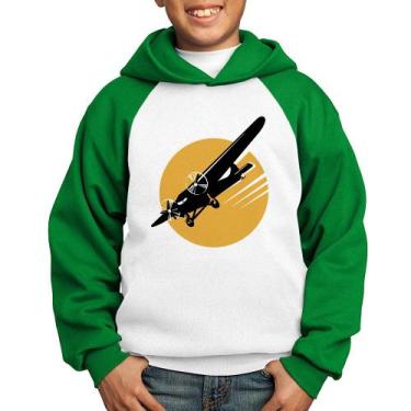 Imagem de Moletom Infantil Avião Bimotor - Foca na Moda, Branco, Verde, 8