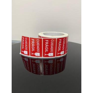 Imagem de Etiqueta Adesiva Frágil 60x40Cor Vermelho - ROLO C/ 1.000 - Rprintt