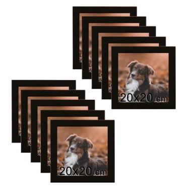 Imagem de Kit 10 Porta Retratos C/vidro 20x20 Moldura Preta para fotos e decoraç