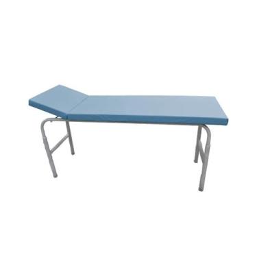 Imagem de Mesa Exame Clínico 80x65x180 Cabeceira Regulável Esmaltada Azul Céu - 