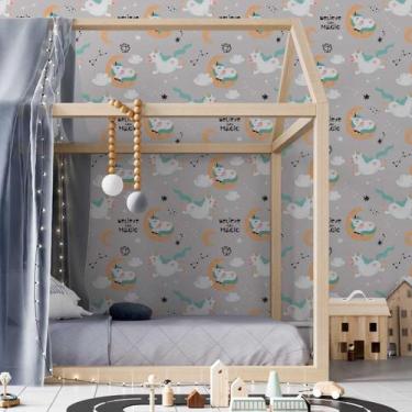 Imagem de Papel de Parede Adesivo Unicórnios Estrelas N05052 0,58X2,5M - Adesivo