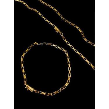 Imagem de Corrente com pulseira veneziana 4mm banhados a ouro 18k - ToJoia18k