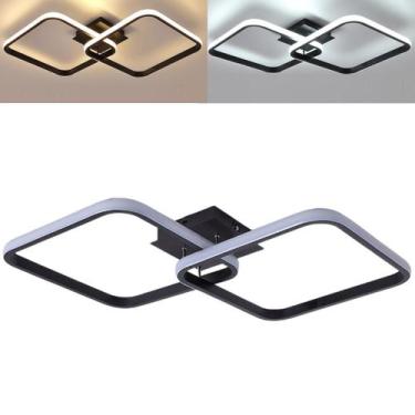 Imagem de Lustre Plafon Led Integrado Luminária Teto Sobrepor Quadrado Duplo 44c