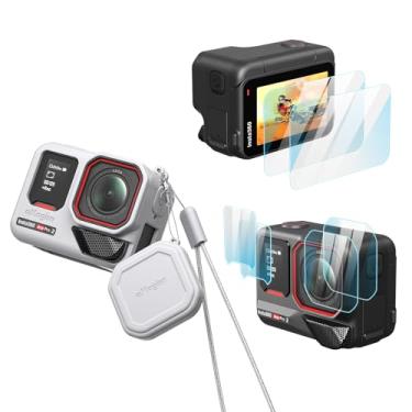 Imagem de Rszfnjxry Capa Protetora de Silicone com Protetor de Tela e Lente para Insta360 Ace Pro 2 - Cinza - À Prova D'água