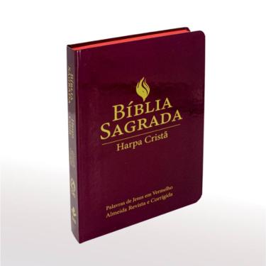 Imagem de Bíblia Sagrada com Harpa Cristã Letra Grande Capa Semiflexível Vinho
