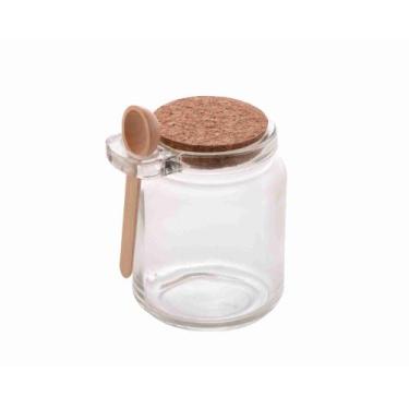 Imagem de Pode de Vidro c/ Colher Bambu e Tampa Rolha 240 ml Lyor, Transparente,