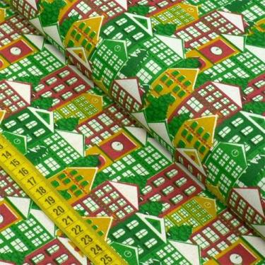 Imagem de Tecido Estampado para Patchwork - Natal: Snow Village Fundo Off White 