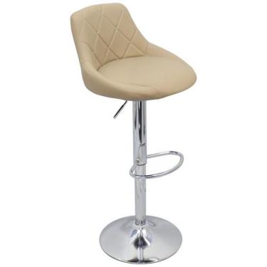 Imagem de Banqueta Milano Carmel Estofada Giratória c/ Regulagem - Bege - Lianto