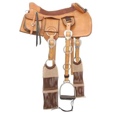 Imagem de Arreio Cutiano Pantaneiro De Cabeça + Arreamento Completo Inox Couro -