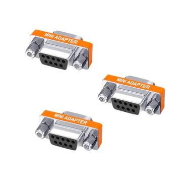 Imagem de YIOVVOM Adaptador de modem nulo DB9 fêmea para fêmea Slimline transferência de dados adaptador de porta serial conjunto de 3