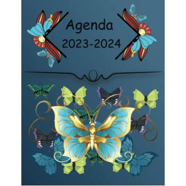 Imagem de Agenda 2023-2024| Butterfly Dark blue cover| 12 Month Calendar| July 2023 to June 2024 Weekly Monthly Planner with Holidays| perfect for ... dates/yearly organization calendars.