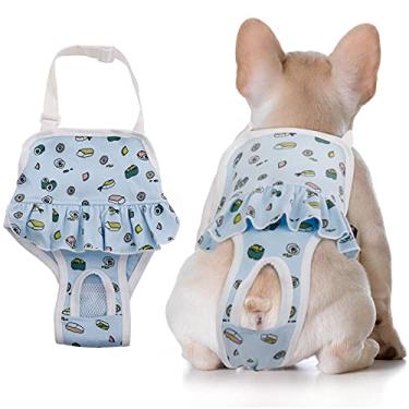 Imagem de QBLEEV Fraldas para cães, calcinha higiênica lavável com suspensório ajustável, fraldas reutilizáveis para cães machos no calor, calcinha de algodão para animais de estimação menstrual, roupa íntima