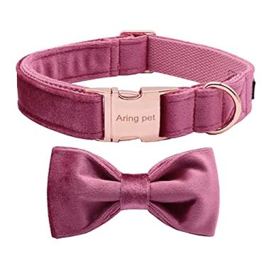 Imagem de ARING PET Coleira para cães Bowtie - Coleiras de veludo com gravata borboleta removível, coleira fofa e confortável para cães.