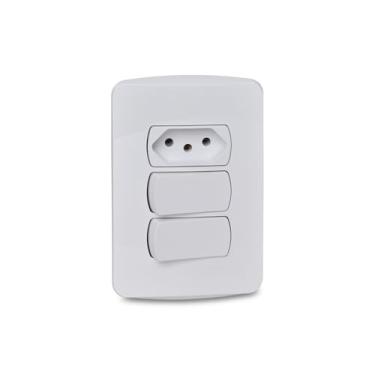 Imagem de Conjunto 2 Interruptores Simples + 1 Tomada 2P+T 10A 250V Miluz S3B69050, Schneider Electric, Branco