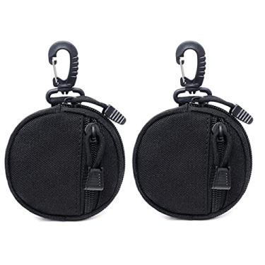 Imagem de Bolsa pequena EDC Molle Tactical Wallet, acessórios, porta-moedas, porta-chaves, porta-chaves, capa para fone de ouvido, equipamento militar à prova d'água (preto, 2 peças)