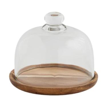 Imagem de Ioensy Suporte para bolo com tampa de vidro, bandeja de servidor para exibição de frutas, bandeja para servir queijo, domo para hotéis de aniversário , 14.8 Cm X 12 Cm