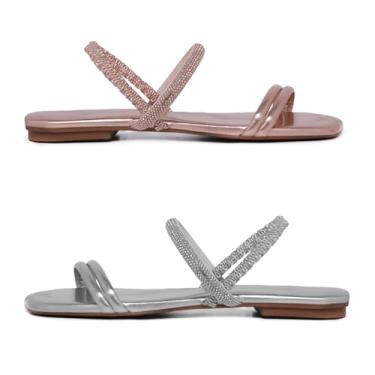 Imagem de Novo Hábito, Kit 2 Sandálias Rasteirinhas Holográficas com Tira Ajustável Cor:Bronze e Prata;Tamanho:37