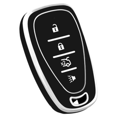 Imagem de OFF WE GO Capa para chaveiro Chevy, capa de proteção de TPU macio compatível com Chevrolet Malibu Blazer Camaro Cruze Traverse Trax Bolt Sonic Volt Equinox Spark Smart Car Key (prata preta)