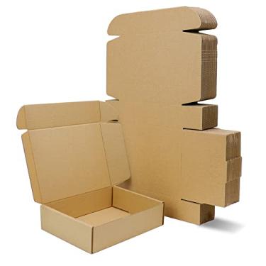 Imagem de Pearwow Caixas de Remessa, Pacote com 25, Caixas de Papelão Ondulado Marrom Resistente para Embalagem de Pequenas Empresas, Correspondência, Artesanato, Presentes, Remessa, Armazenamento (8 X 6 X 2")