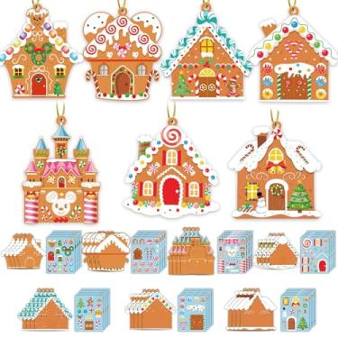 Imagem de GuassLee Ornamentos de Natal para crianças – 28 peças DIY recortes de casa de gengibre de Natal com pirulito de Natal adesivos de bengala doce para árvore de Natal, lembrancinhas de festa em casa,