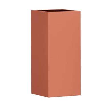 Imagem de Vaso Fibra De Vidro Quadrado Texas G 80cm Caixa Grande Decorativo (Terracota Fosco)