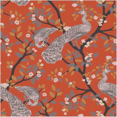 Imagem de Blooming Wall DPYD19-R Pavão em pé em ramos papel de parede texturizado autoadesivo papel de parede pré-colado decoração de parede