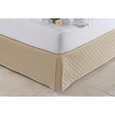 Imagem de Saia Box Casal Padrão Matelada 45cm Altura Branca - Cortinas Ibitinga,