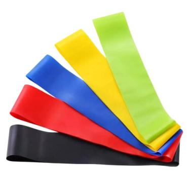 Imagem de kit 5 faixas elastica de resistencia mini band para treino em casa yog