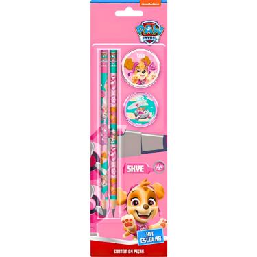 Imagem de Kit Escolar Patrulha Canina Skye 2 Lápis e Borracha Summit