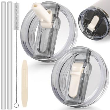 Imagem de ANTAND Tampa flip de canudo à prova de vazamento de 1,134 g para acessórios Stanley Cup de 1,134 g Tampa Stanley, pacote com 2 tampas de substituição sem derramamento 1,134 g Tampa de tampa removível