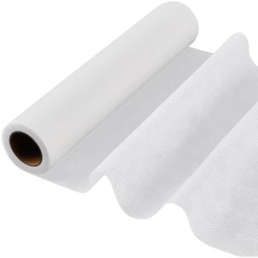 Imagem de CRASPIRE Estabilizador de bordado à máquina de malha invisível com ferro fusível 30,5 cm x 10,5 m Estabilizador de corte fusível leve bordado interlining de nylon branco para bordado à máquina de