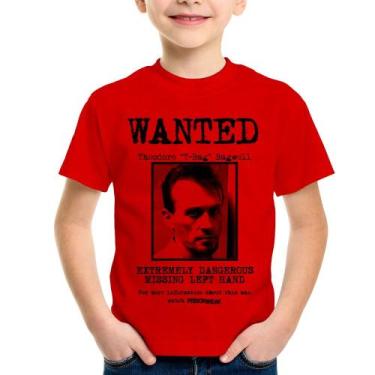 Imagem de Camiseta Infantil Wanted T-Bag - Foca na Moda, Vermelho, 14