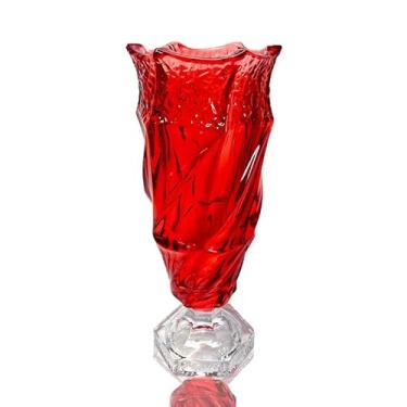 Imagem de Eastern Rock Vaso de flor de vidro 1 kg 21,6 cm, estilo boêmio, para centros de mesa, casamento, vaso de vidro para decoração de casa (vermelho)