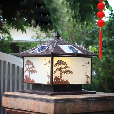 Imagem de Lâmpada de poste solar ao ar livre à prova d 'água para moderno para casa Villa Jardim Pátio Alpendre Encerrando Parede LED Post Lights (Café N D25CM 1PCS)