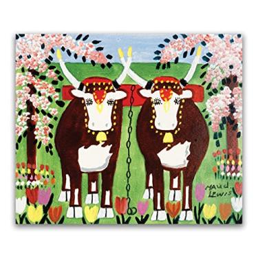 Imagem de Impressões famosas Maud Lewis - Impressão abstrata de pinturas Maud Lewis em tela - Arte moderna pôsteres de paisagem - Imagens de arte de parede em tela para decoração de sala de estar (bois na