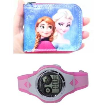 Imagem de Carteira infantil Frozen e relógio digital ou com cronometro menina pa