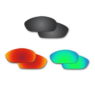 Imagem de Fiskr Lentes polarizadas de substituição para óculos de sol Oakley Whisker (OO4141) com revestimento antiarranhões, água salgada e antipoeira (preto furtivo, vermelho fogo e verde esmeralda)