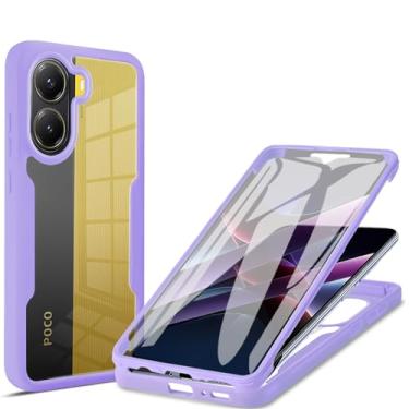 Imagem de Ysnzaq Capa transparente para Xiaomi Poco X7 Pro, [protetor de tela embutido] Proteção total de 360° PC rígido e TPU macio à prova de choque para Xiaomi Poco X7 Pro QB roxo