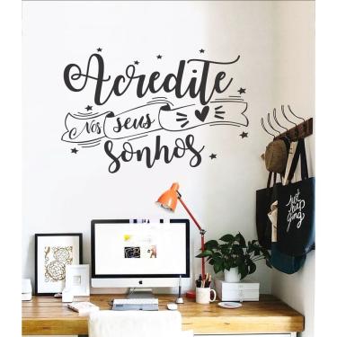 Imagem de Adesivo De Parede Frase Durma Com Sonhos colorido sala quarto