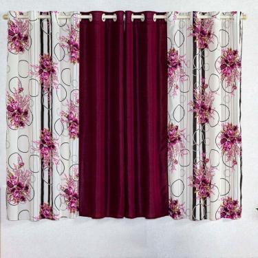 Imagem de Cortina Isabela Estampada 2m - Floral Vinho