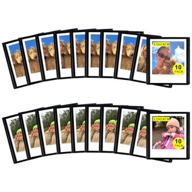 Imagem de CAIYOULE Pacote com 20 molduras magnéticas para Polaroid Go, moldura magnética para geladeira, compatível com Polaroid Go, moldura magnética de geladeira com capa transparente, 5 x 6 cm, preta