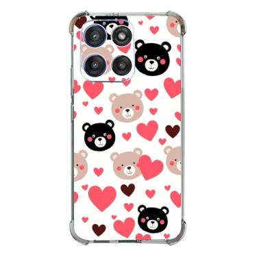 Imagem de Beaucov Capa para Moto G Stylus 2025, rosto de urso fofo, amor, coração, proteção contra quedas, à prova de choque, capa protetora de corpo inteiro resistente a arranhões para Motorola Moto G Stylus