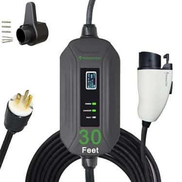 Imagem de PRIMECOMTECH Carregador Ev De Nível 2 220/240 V, 16 A, 30 Pés E 50 Pés, Cabo De Carregamento Portátil Para Veículos Elétricos Evse Compatível Com Bolt Volt Leaf Bmw I3 Fiat 500E Clarity Niro Prius