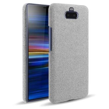 Imagem de Capa para SONY Xperia 20,Capa desenhada em lona,Case Protetora Ultrafina com Empunhadura Macia,Design em Tecido Antichoque e Antiarranhões-Light gray