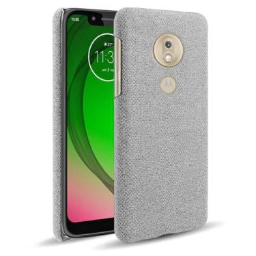 Imagem de Capa para MOTO G7 Play,Capa desenhada em lona,Case Protetora Ultrafina com Empunhadura Macia,Design em Tecido Antichoque e Antiarranhões-Light gray