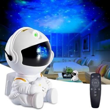 Imagem de Projetor LED Giratório Astronauta, Luminária Galáxia Estrelada com Controle Remoto, USB, Luz Noturna Decorativa (Preto)