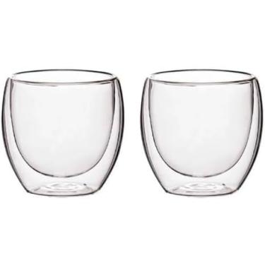 Imagem de Jogo 4 Copo Parede Dupla S/alça Vidro Borossilicato 250ml Café Expresso Cha Lindo Design (2 Copos)