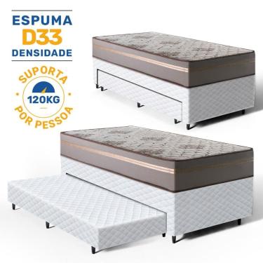 Imagem de Cama Box com Colchão de D33 Millenium One Face + Auxiliar de Espuma Unique Solteiro 88cm