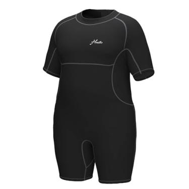 Imagem de Hevto Roupa de mergulho curta plus size masculina 3/2 mm neoprene curto molhado em água fria zíper traseiro para natação mergulho SUP (masculino preto, 48)