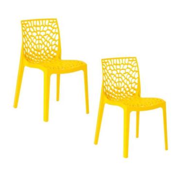Imagem de Kit com 2 Cadeiras Gruvyer Amarela Cafeteria Sorveteria Sala de Jantar